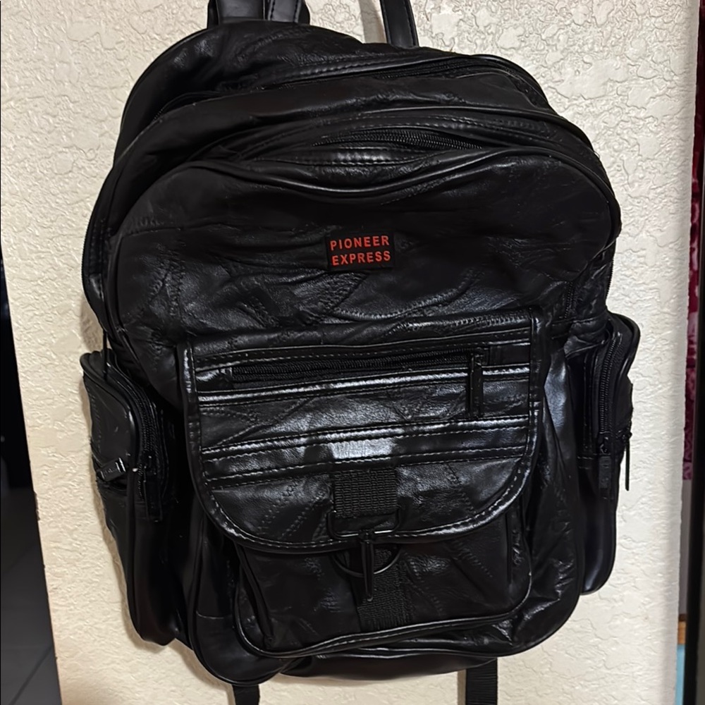Black Textured Backpack with Adjustable Straps